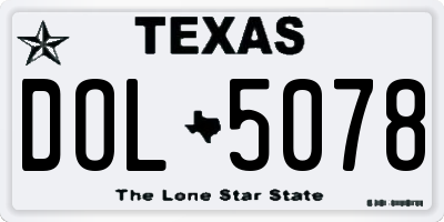 TX license plate DOL5078