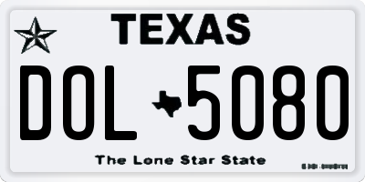 TX license plate DOL5080