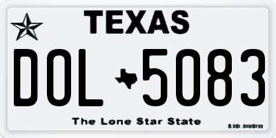 TX license plate DOL5083