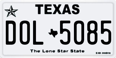 TX license plate DOL5085