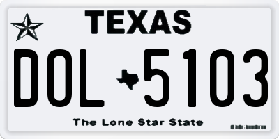 TX license plate DOL5103