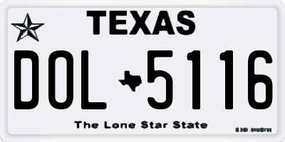 TX license plate DOL5116
