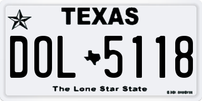 TX license plate DOL5118