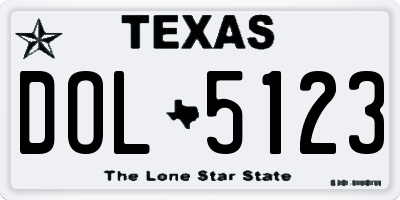 TX license plate DOL5123