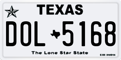 TX license plate DOL5168