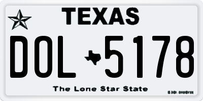 TX license plate DOL5178