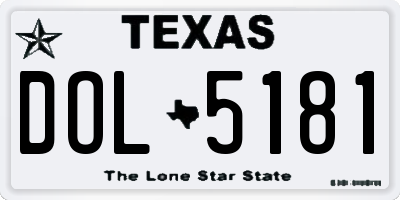 TX license plate DOL5181