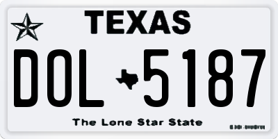 TX license plate DOL5187