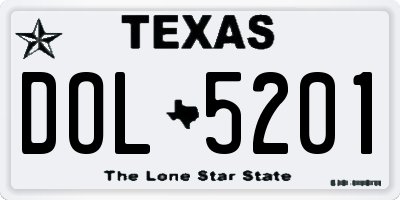 TX license plate DOL5201