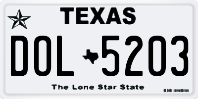 TX license plate DOL5203