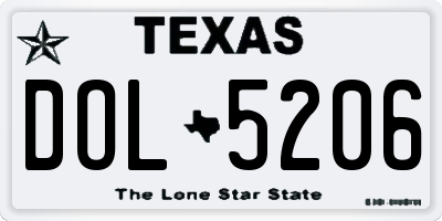 TX license plate DOL5206