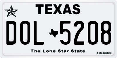 TX license plate DOL5208