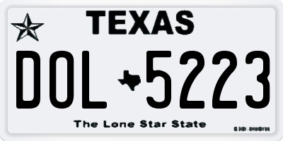 TX license plate DOL5223