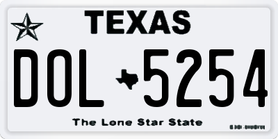 TX license plate DOL5254