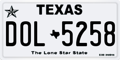 TX license plate DOL5258