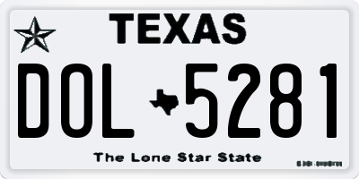 TX license plate DOL5281