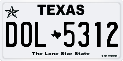 TX license plate DOL5312