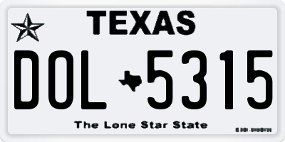 TX license plate DOL5315