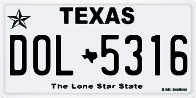 TX license plate DOL5316