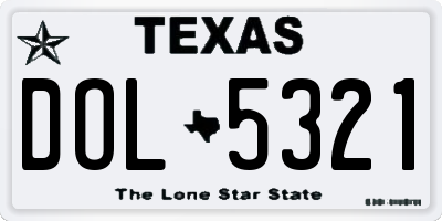 TX license plate DOL5321