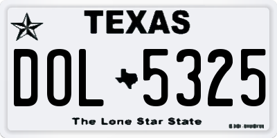 TX license plate DOL5325