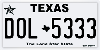 TX license plate DOL5333
