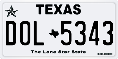 TX license plate DOL5343