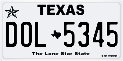 TX license plate DOL5345