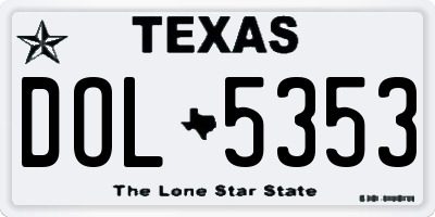 TX license plate DOL5353