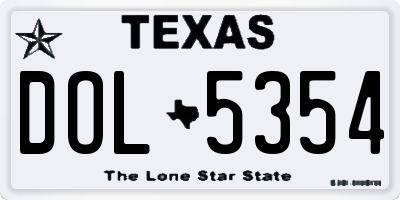 TX license plate DOL5354