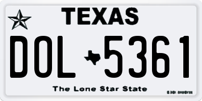TX license plate DOL5361