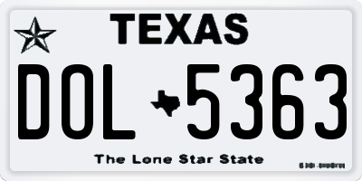 TX license plate DOL5363