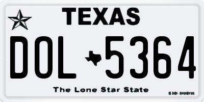 TX license plate DOL5364