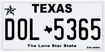 TX license plate DOL5365