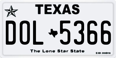 TX license plate DOL5366