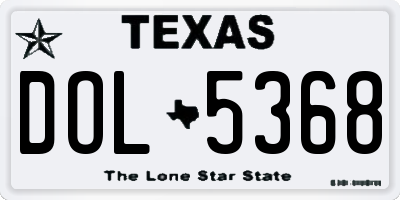 TX license plate DOL5368