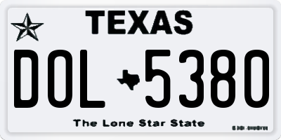 TX license plate DOL5380