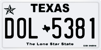 TX license plate DOL5381