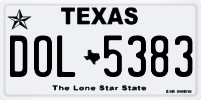 TX license plate DOL5383