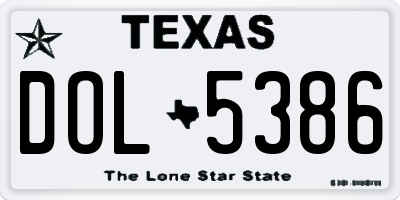 TX license plate DOL5386