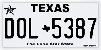 TX license plate DOL5387