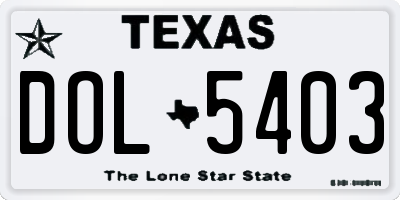 TX license plate DOL5403