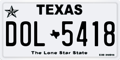TX license plate DOL5418