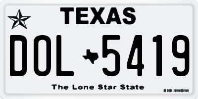 TX license plate DOL5419