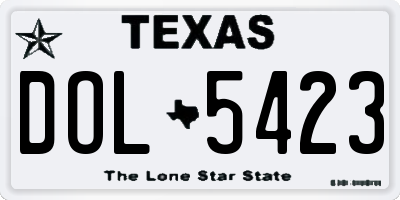 TX license plate DOL5423