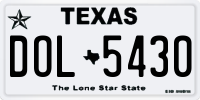 TX license plate DOL5430