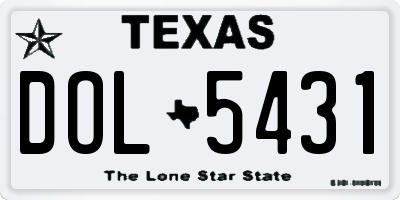 TX license plate DOL5431
