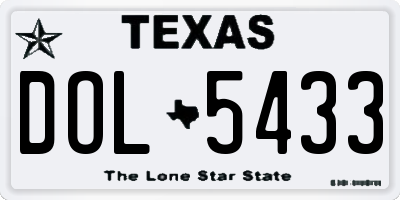 TX license plate DOL5433