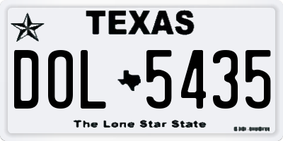 TX license plate DOL5435