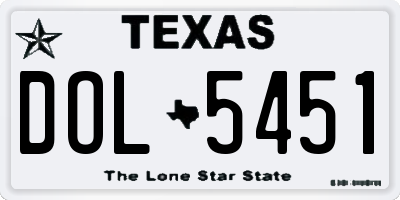 TX license plate DOL5451